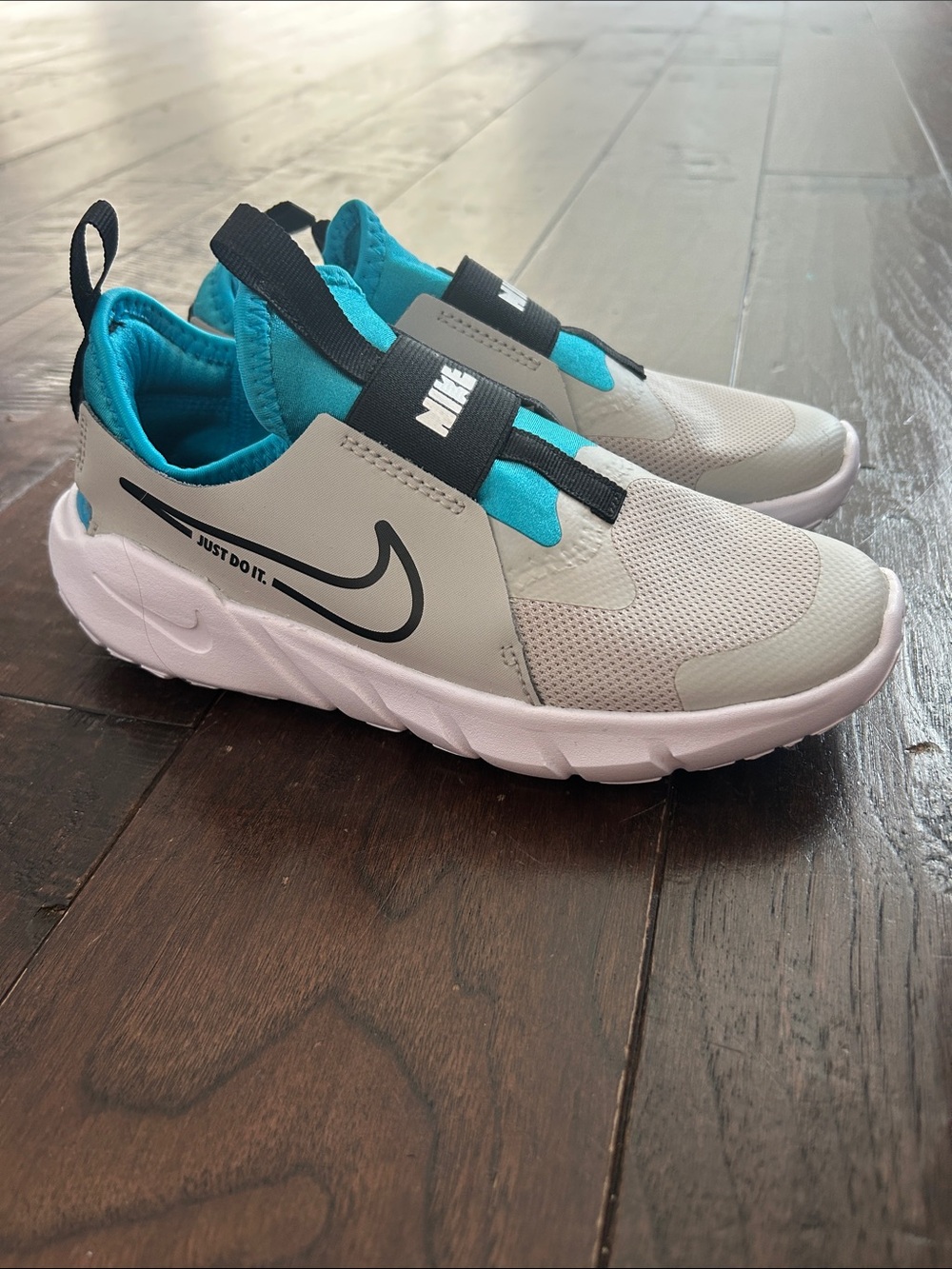 Nike Kids Slip-On Sneakers - Gray with Teal Accents 2.5